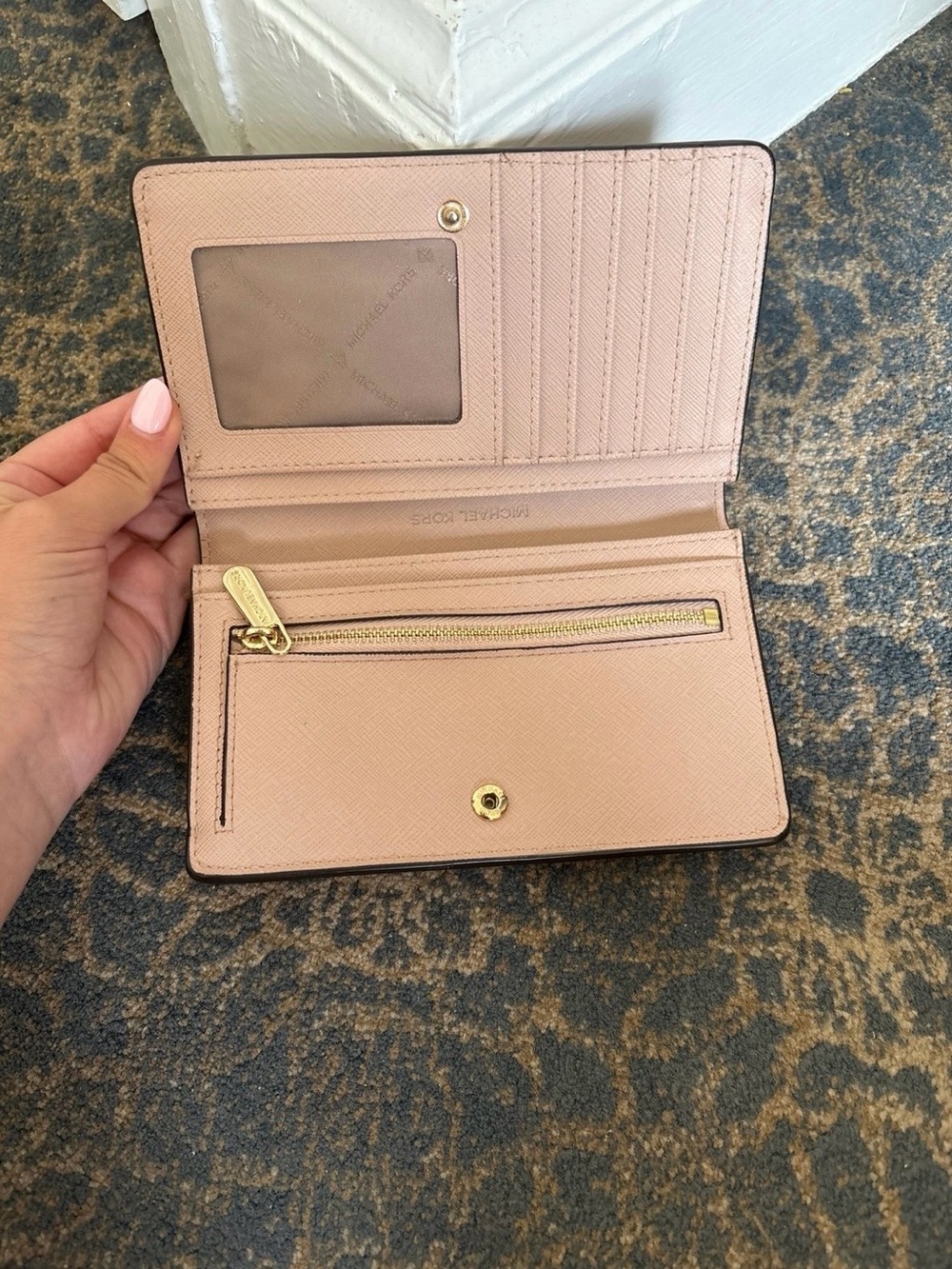 Michael Kors Blush Pink Saffiano Leather Bifold Wallet with Gold Hardware